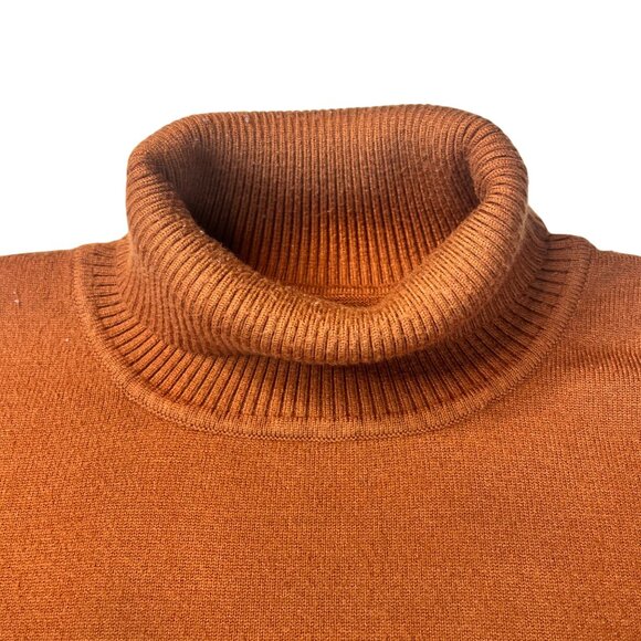 Mens Rust Orange Turtleneck Sweater Ribbed Cuffs & Hem Soft Knit Size M - Picture 3 of 11
